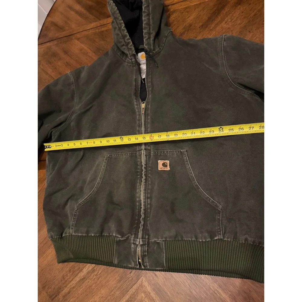 Carhartt J130 MOS Moss Green Sandstone Duck Active‎ Jacket Hooded Mens 2XL Tall